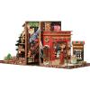 imageCUTEBEE DIY Christmas Bookend for Shelves 3D Wooden Puzzle Decorative Book Nook Kit Book Ends Miniature House Bookshelf Room Home Decor for Family Friends