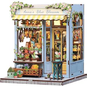 Book Nook Kit, DIY Miniature House Kits for Adult and Teens, Dollhouse Tiny Booknook Garden House Bookshelf, DIY Craft Gifts for Family and Friends (Beika-cho Convenience Store)(Anna‘s Blue Blossom)