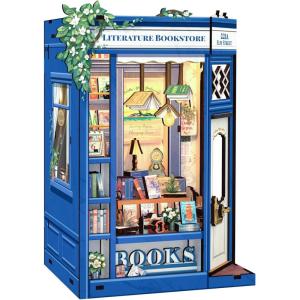 CUTEBEE Book Nook Kit, DIY Miniature House Kits for Adult and Teens, Dollhouse Booknook Tiny House, Bookshelf 3D Wooden Puzzle, DIY Craft Gifts for Family and Friends (Bella’s Ice Cream)(Literature Bookstore)