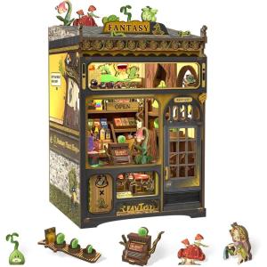 CUTEBEE Book Nook Kit, DIY Miniature House Kits for Adult and Teens, Dollhouse Booknook Tiny House, Bookshelf 3D Wooden Puzzle, DIY Craft Gifts for Family and Friends (Bella’s Ice Cream)(Fantasy Plant Shop)