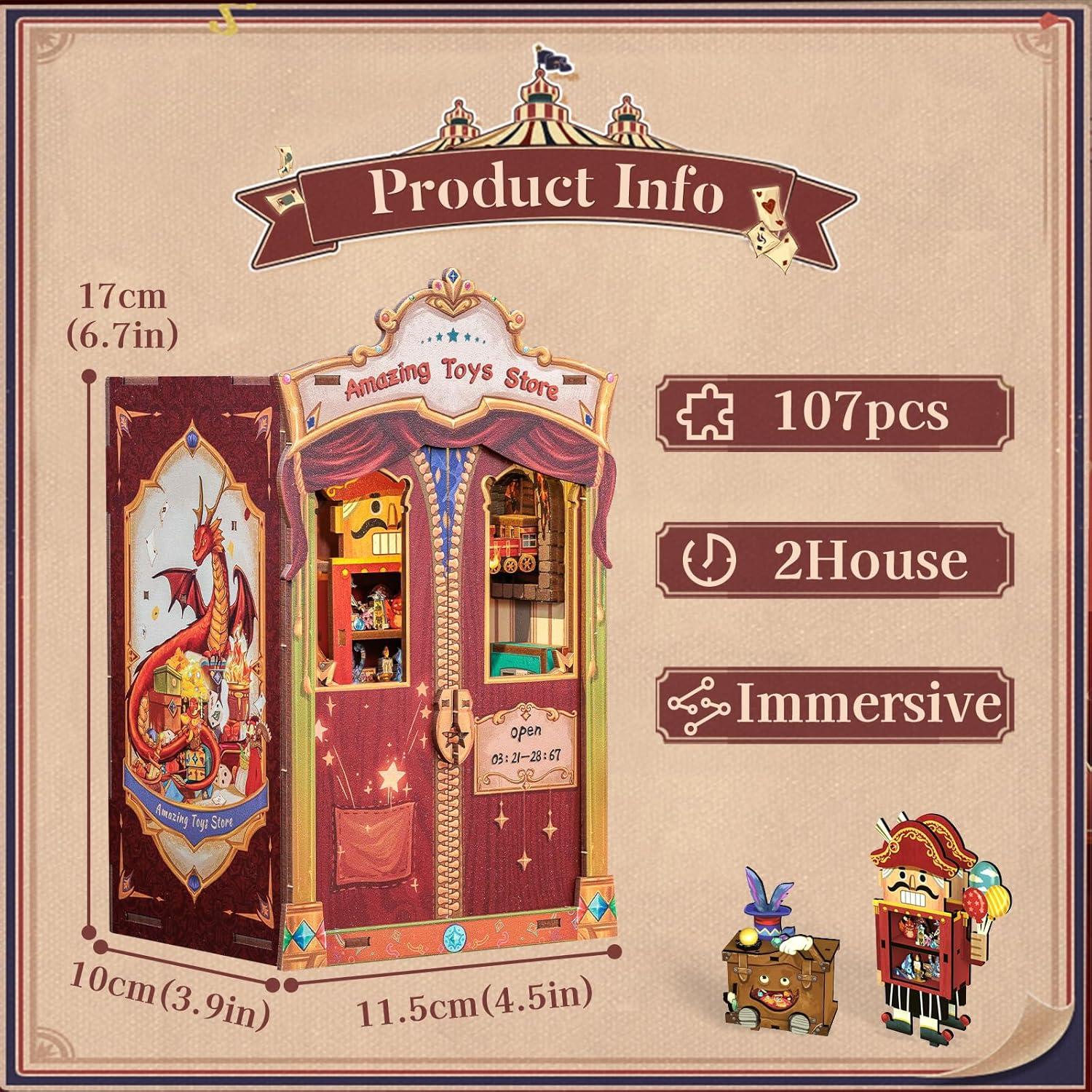 imageCUTEBEE Book Nook Kit DIY Miniature House Dollhouse Kit for Adult and Teens Booknook Bookshelf Decor Alley Model Build with LED Light Gifts for Family and Friends Amazing Toys Store