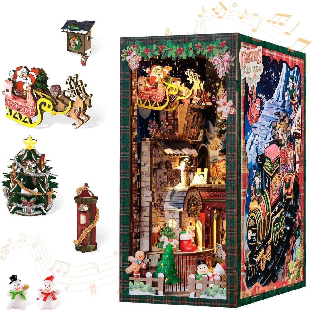 imageCUTEBEE Book Nook Kit DIY Miniature House Dollhouse Kit for Adults Booknook Tiny House Bookshelf Decor 3D Wooden Puzzle Gifts for Family and Friends Library of WisdomChristmas Wish Store