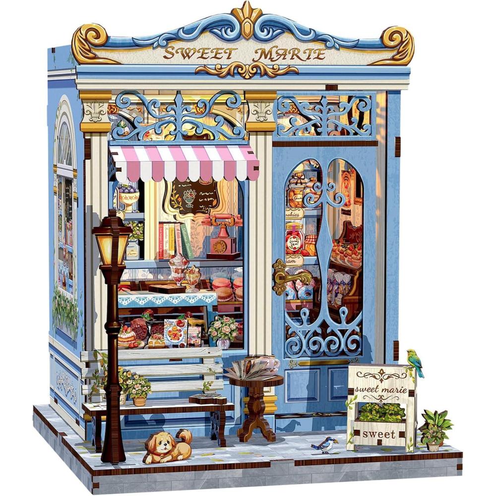 imageCUTEBEE Book Nook Kit DIY Miniature House Dollhouse Kit for Adults Booknook Tiny House Bookshelf Decor 3D Wooden Puzzle Gifts for Family and Friends Library of WisdomSweet Marie