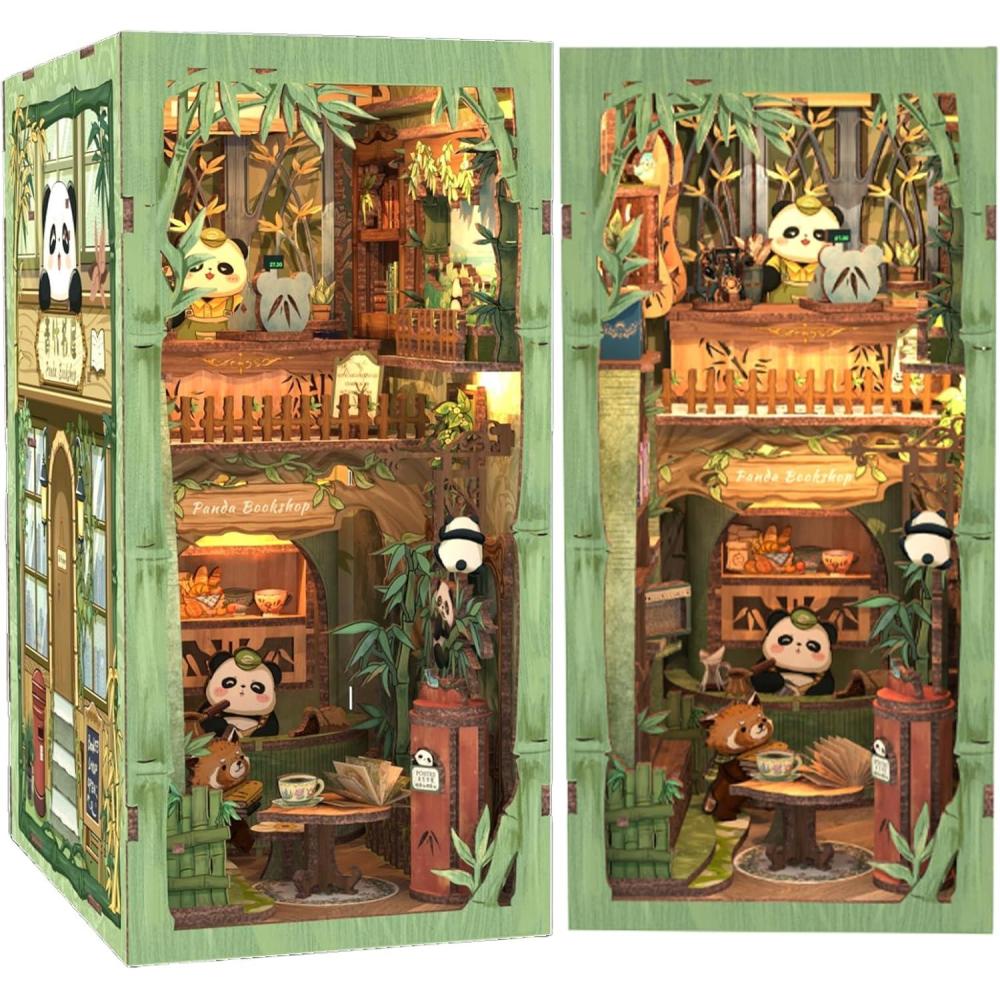 imageCUTEBEE Book Nook Kit DIY Miniature House Dollhouse Kit for Adults and Teens Booknook Tiny Japanese House Bookshelf Decor 3D Wooden Puzzle Gifts for Family Friends MoritaYaPanda Bookshop