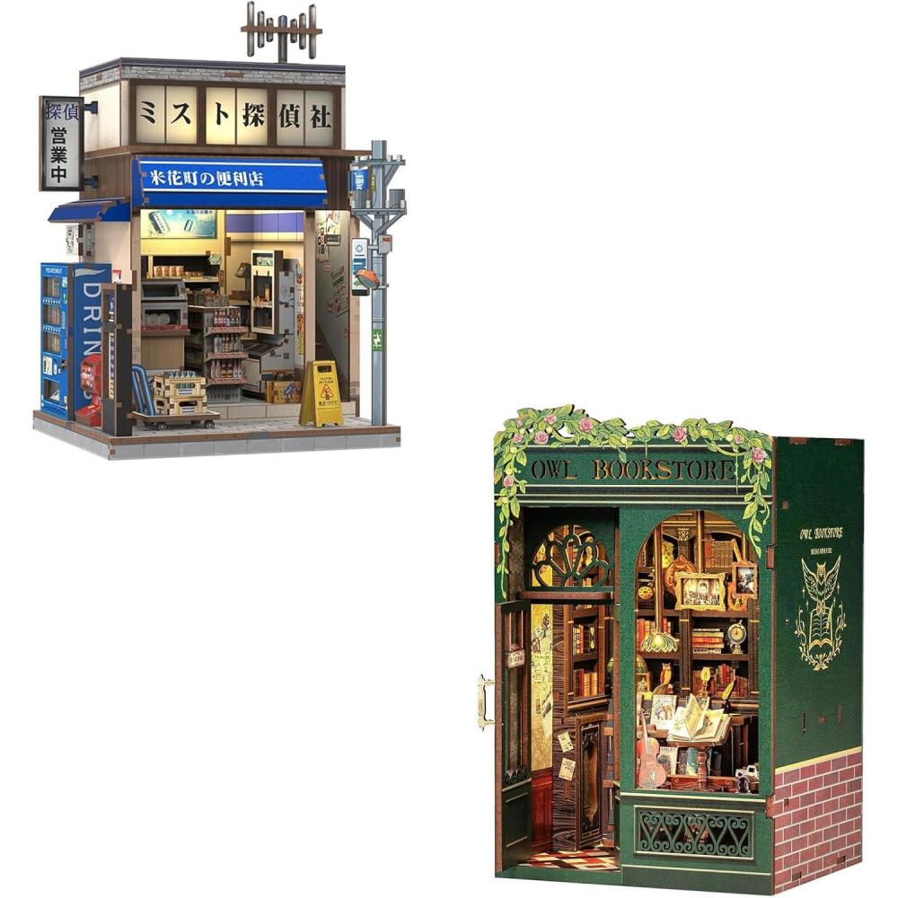 imageCUTEBEE Book Nook Kit DIY Miniature House Japanese Detective Convenience Store Dollhouse Booknook for Adults Tiny House Bookshelf Decor 3D Wooden Puzzle Gifts