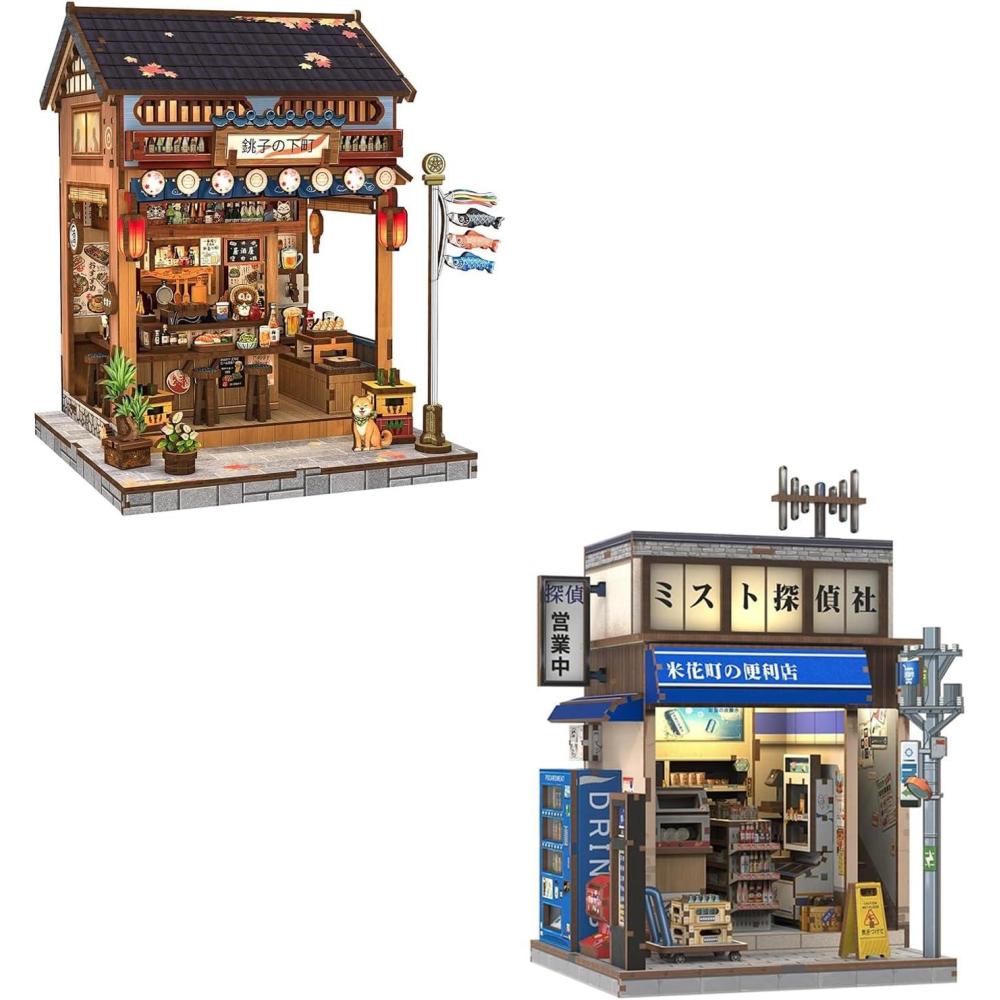 imageCUTEBEE Book Nook Kit DIY Miniature House Japanese Izakaya Dollhouse Kit for Adults and Teens Booknook Tiny House Bookshelf Decor 3D Wooden Puzzle Gifts for Family Friends