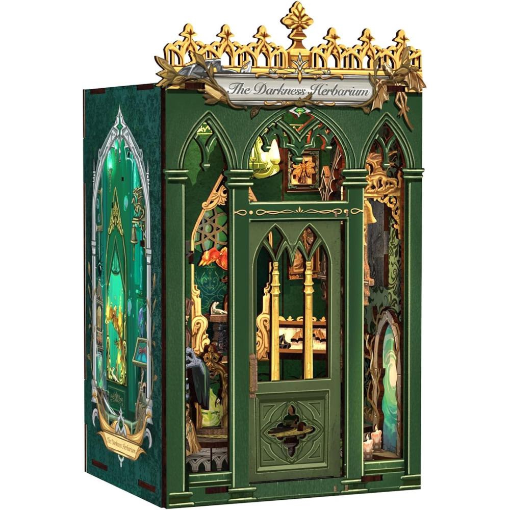 imageCUTEBEE Book Nook Kit DIY Miniature House Kit for Adults and Teens Dollhouse Booknook Tiny House Model Build Bookshelf Decor Gifts for Family FriendsThe Darkness Herbarium