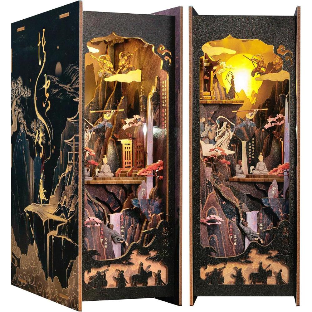imageCUTEBEE Book Nook Kit  DIY Miniature House Kit for Adults and Teens Dollhouse Booknook Tiny House Model Build Bookshelf Decor Gifts for Family FriendsThe Legend of Wukong