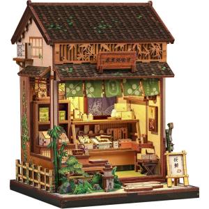 CUTEBEE Book Nook Kit – DIY Miniature House Dollhouse Kit for Adults, Booknook Tiny House Bookshelf Decor 3D Wooden Puzzle, Gifts for Family and Friends (Library of Wisdom)(Japanese Sweet Shop)