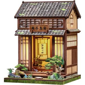 CUTEBEE Book Nook Kit – DIY Miniature House Dollhouse Kit for Adults, Booknook Tiny House Bookshelf Decor 3D Wooden Puzzle, Gifts for Family and Friends (Library of Wisdom)(Japanese Tea Shop)