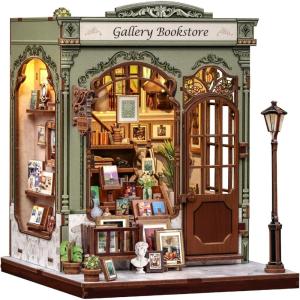 CUTEBEE Book Nook Kit – DIY Miniature House Dollhouse Kit for Adults, Booknook Tiny House Bookshelf Decor 3D Wooden Puzzle, Gifts for Family and Friends (Library of Wisdom)(Gallery Bookstore)