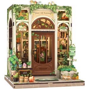 CUTEBEE Book Nook Kit – DIY Miniature House Dollhouse Kit for Adults and Teens, Booknook Tiny House Bookshelf Decor 3D Wooden Puzzle, Gifts for Family Friends (Drama Bookshop)(Green Life Bookshop)