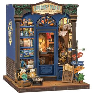 CUTEBEE Book Nook Kit – DIY Miniature House Dollhouse Kit for Adults and Teens, Booknook Tiny House Bookshelf Decor 3D Wooden Puzzle, Gifts for Family Friends (Drama Bookshop)(Journey Trace Bookshop)