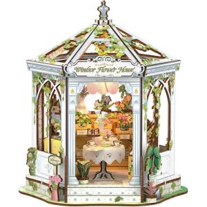 CUTEBEE Book Nook Kit – DIY Miniature House Dollhouse Kit for Adults and Teens, Booknook Tiny House Bookshelf Decor 3D Wooden Puzzle, Gifts for Family Friends (Drama Bookshop)(Windsor Flower House)