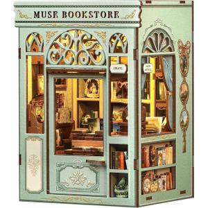 CUTEBEE Book Nook Kit – DIY Miniature House Dollhouse Kit for Adults and Teens, Booknook Tiny House Bookshelf Decor 3D Wooden Puzzle, Gifts for Family Friends (Drama Bookshop)(Muse Bookstore)