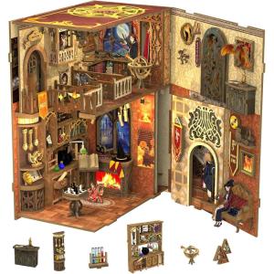 CUTEBEE Book Nook Kit – DIY Miniature House Dollhouse Kit for Adults and Teens, Booknook Tiny Japanese House Bookshelf Decor 3D Wooden Puzzle, Gifts for Family, Friends (Morita-Ya)(Flame Common Room)