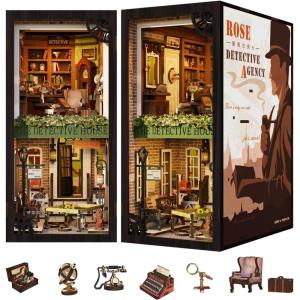 CUTEBEE Book Nook Kit – DIY Miniature House Dollhouse Kit for Adults and Teens, Booknook Tiny Japanese House Bookshelf Decor 3D Wooden Puzzle, Gifts for Family, Friends (Morita-Ya)(Rose Detective Agency)