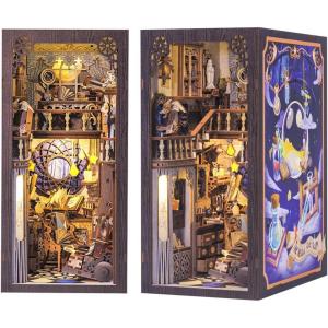 CUTEBEE Book Nook Kit – DIY Miniature House Kit for Adults and Teens, Dollhouse Booknook Tiny House Model Build Bookshelf Decor, Gifts for Family, Friends(Nebula Common Room)