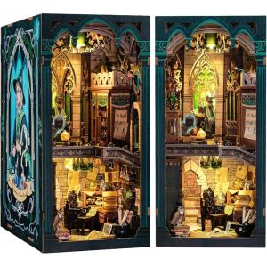 CUTEBEE Book Nook Kit – DIY Miniature House Magic Dollhouse Kit for Adults, Booknook Tiny House Bookshelf Decor 3D Wooden Puzzle, Gifts for Family, Friends (Darkness Common Room)