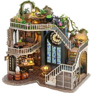 CUTEBEE Dollhouse Miniature House with Furniture, DIY Dollhouse Kit with Dust Proof, Music Movement, 1:24 Scale Creative Room for Gift for Family and Friends (Rose Garden Tea House)(Magic House)
