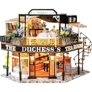 CUTEBEE Dollhouse Miniature House with Furniture, DIY Dollhouse Kit with Dust Proof, Music Movement, 1:24 Scale Creative Room for Gift for Family and Friends (Rose Garden Tea House)(The Duchess’s Tea Room)
