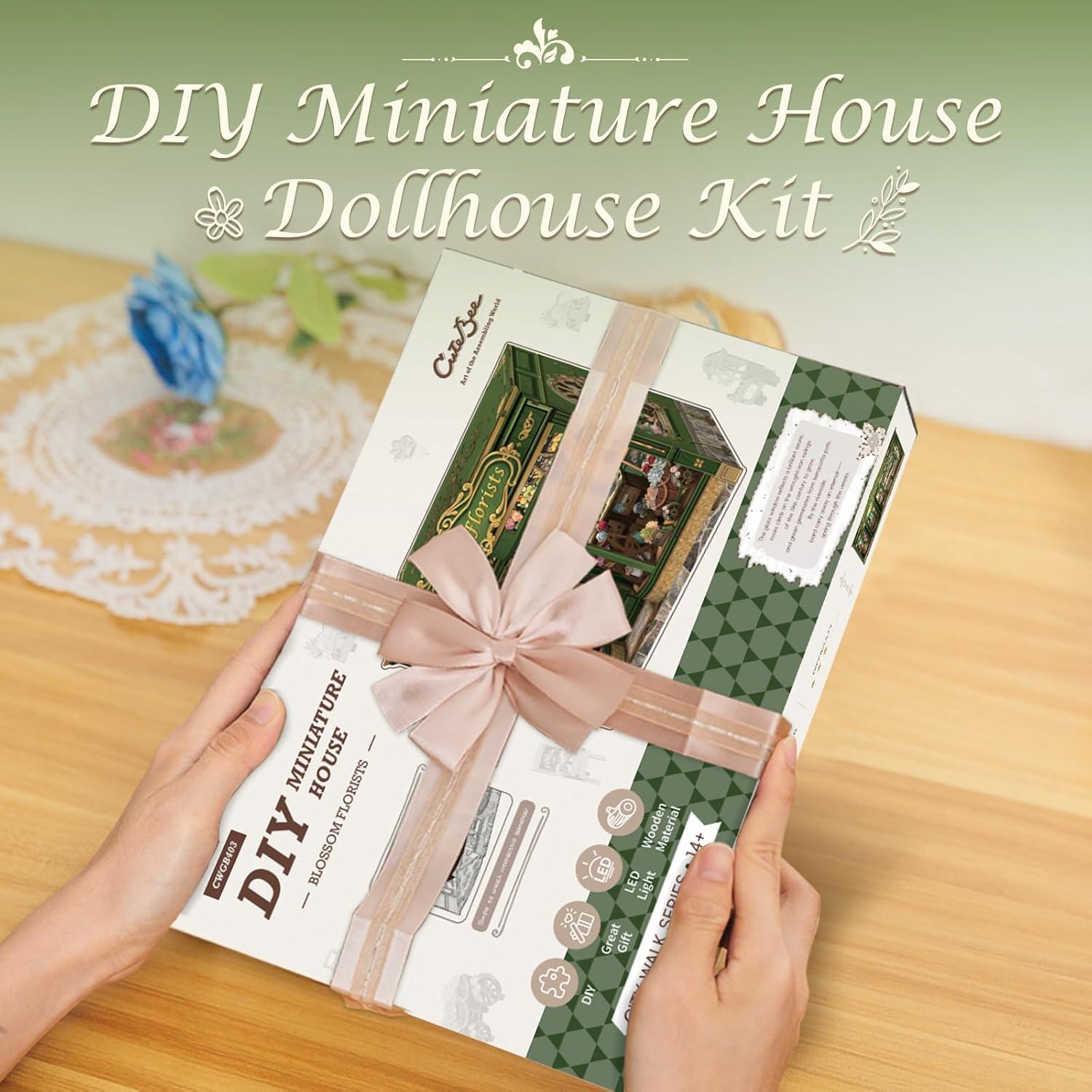 image:imageCUTEBEE Book Nook Kit DIY Miniature House Kits for Adult and Teens Dollhouse Mini Booknook Music House Bookshelf DIY Craft Gifts for Family and FriendsMemories Music BookshopBlossom Florists
