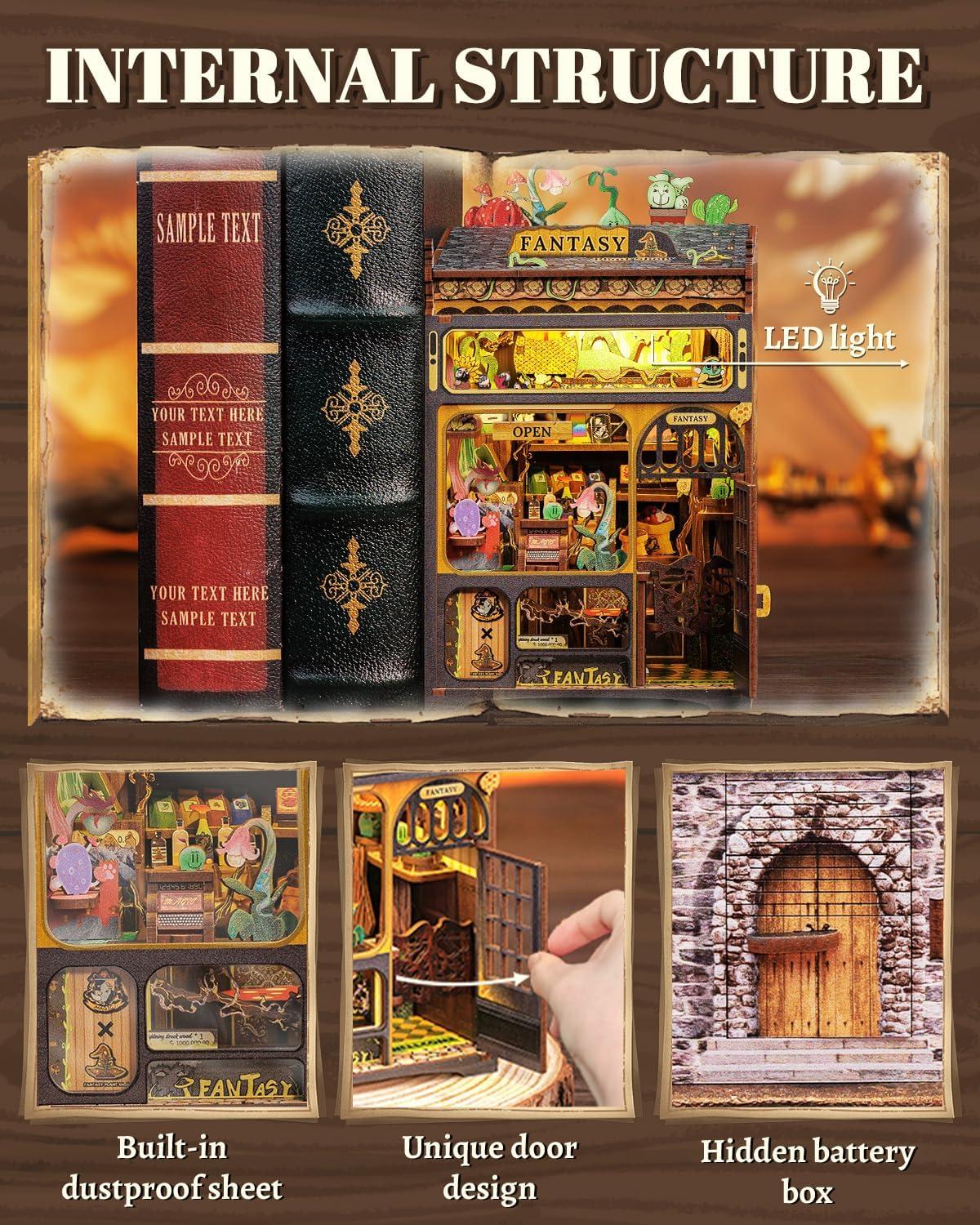 image:imageCUTEBEE Book Nook Kit DIY Miniature House Kits for Adult and Teens Dollhouse Mini Booknook Music House Bookshelf DIY Craft Gifts for Family and FriendsMemories Music BookshopFantasy Plant Shop