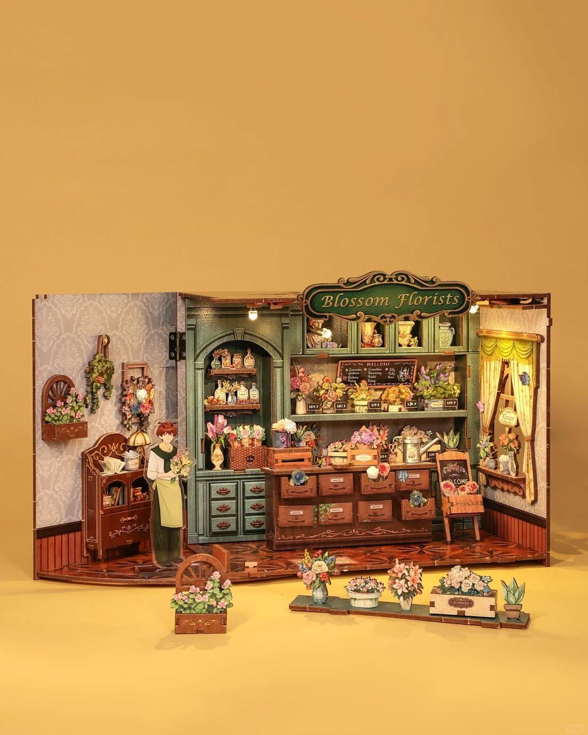 image:imageCUTEBEE Book Nook Kit DIY Miniature House Kits for Adult and Teens Dollhouse Mini Booknook Music House Bookshelf DIY Craft Gifts for Family and FriendsMemories Music BookshopBlossom Florists