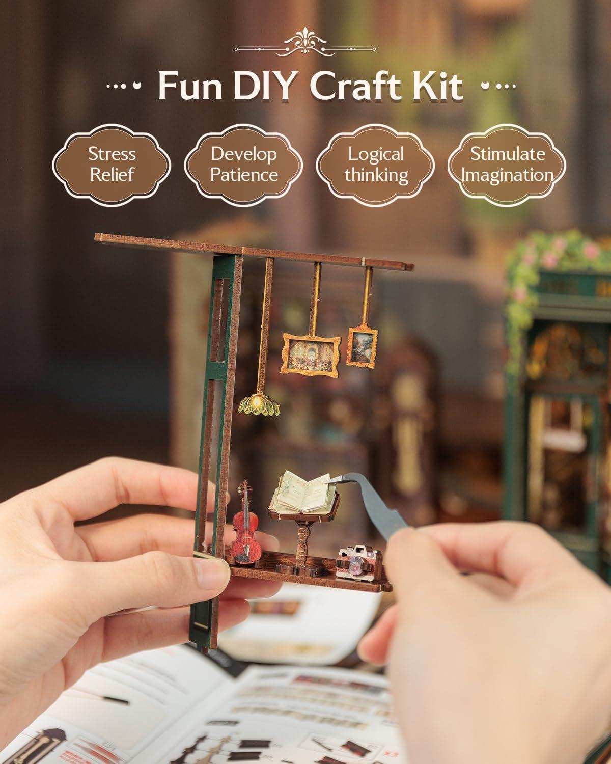image:imageCUTEBEE Book Nook Kit DIY Miniature House Kits for Adult and Teens Dollhouse Mini Booknook Music House Bookshelf DIY Craft Gifts for Family and FriendsMemories Music BookshopOwl Bookstore