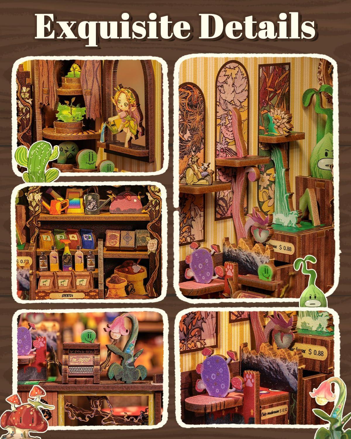 image:imageCUTEBEE Book Nook Kit DIY Miniature House Kits for Adult and Teens Dollhouse Mini Booknook Music House Bookshelf DIY Craft Gifts for Family and FriendsMemories Music BookshopFantasy Plant Shop