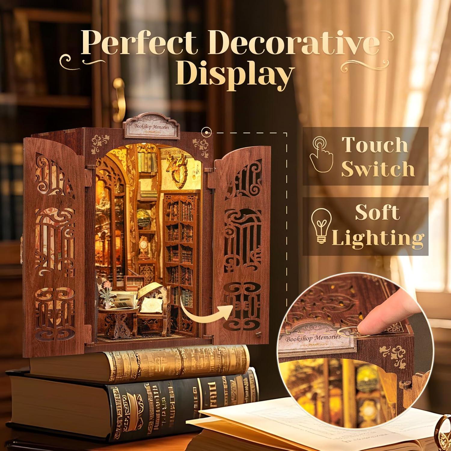 image:imageCUTEBEE Book Nook Kit DIY Miniature House Kits for Adult and Teens Dollhouse Mini Booknook Music House Bookshelf DIY Craft Gifts for Family and FriendsMemories Music BookshopBookshop Memories