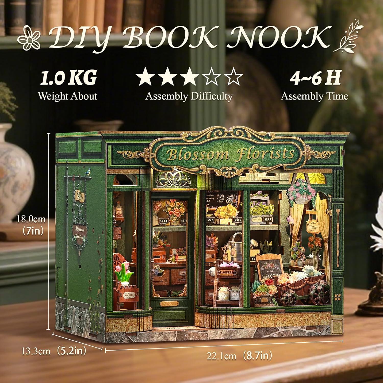 image:imageCUTEBEE Book Nook Kit DIY Miniature House Kits for Adult and Teens Dollhouse Mini Booknook Music House Bookshelf DIY Craft Gifts for Family and FriendsMemories Music BookshopBlossom Florists