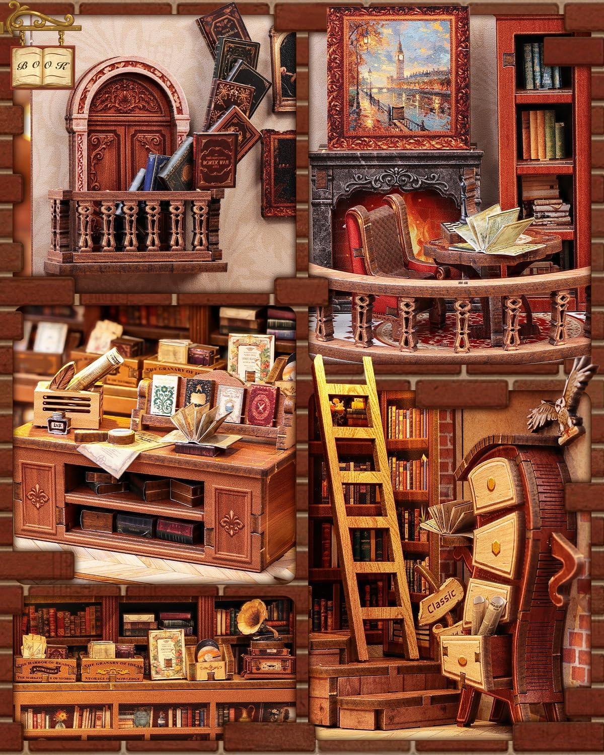 image:imageCUTEBEE Book Nook Kit DIY Miniature House Kits for Adult and Teens Dollhouse Mini Booknook Music House Bookshelf DIY Craft Gifts for Family and FriendsMemories Music BookshopThames Bookstore