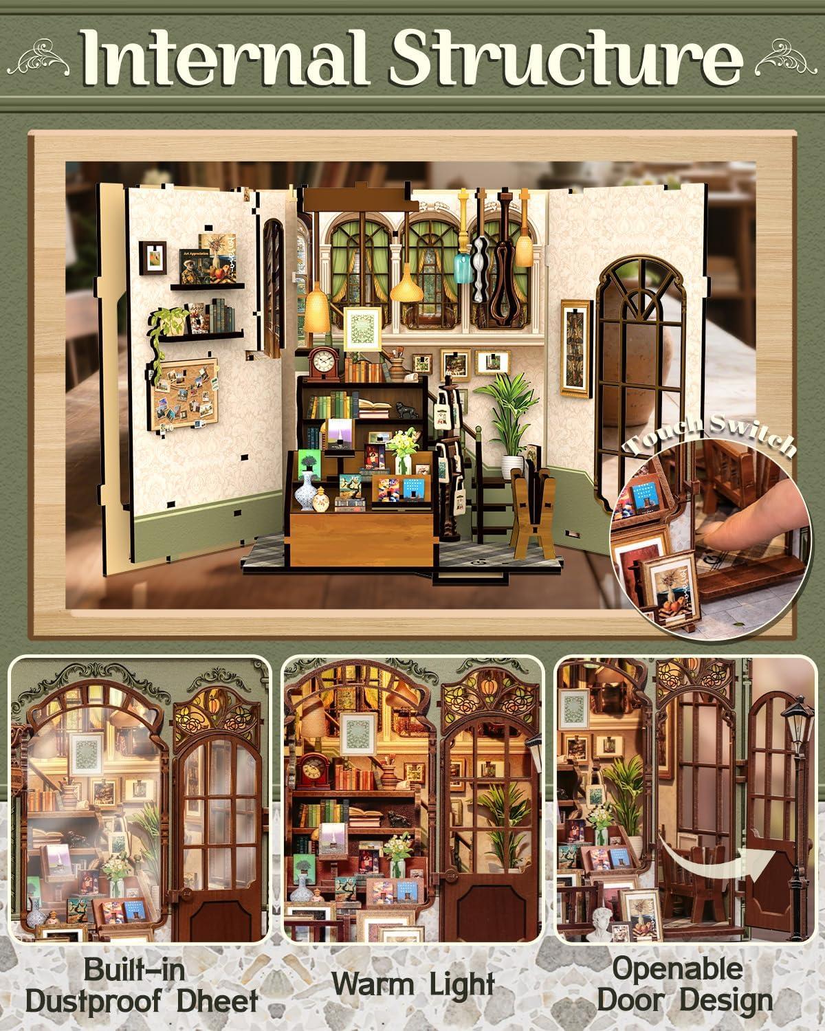 image:imageCUTEBEE Book Nook Kit DIY Miniature House Kits for Adult and Teens Dollhouse Mini Booknook Music House Bookshelf DIY Craft Gifts for Family and FriendsMemories Music BookshopGallery Bookstore