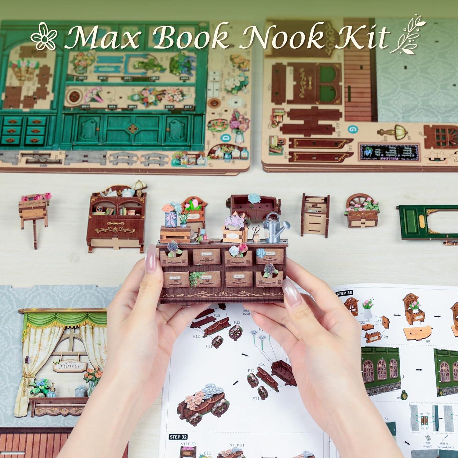 image:imageCUTEBEE Book Nook Kit DIY Miniature House Kits for Adult and Teens Dollhouse Mini Booknook Music House Bookshelf DIY Craft Gifts for Family and FriendsMemories Music BookshopBlossom Florists