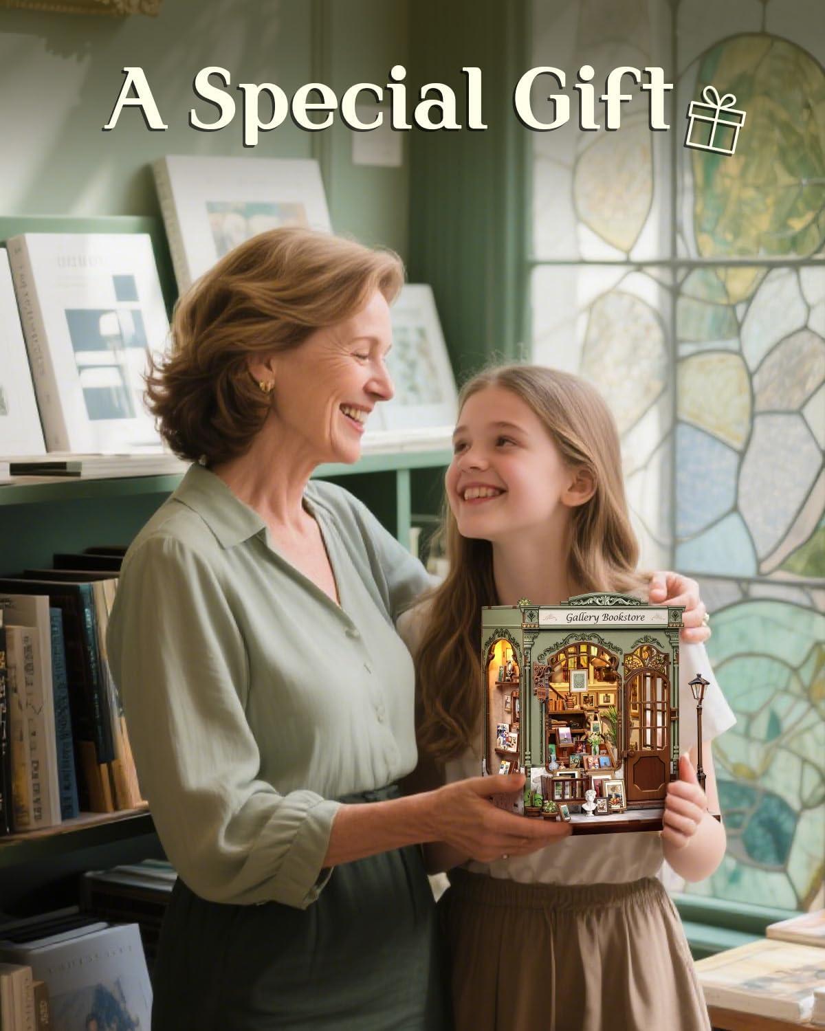 image:imageCUTEBEE Book Nook Kit DIY Miniature House Kits for Adult and Teens Dollhouse Mini Booknook Music House Bookshelf DIY Craft Gifts for Family and FriendsMemories Music BookshopGallery Bookstore