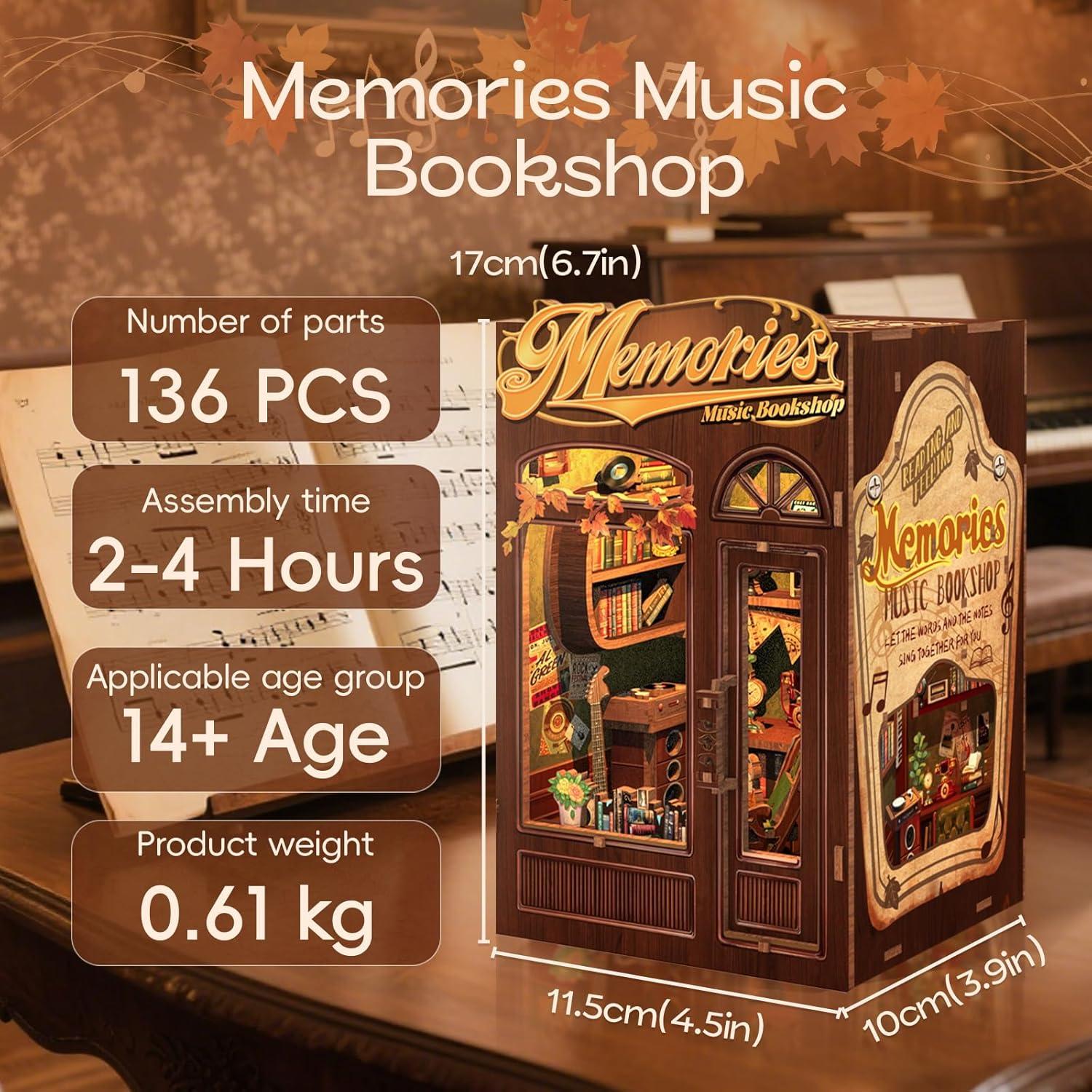 image:imageCUTEBEE Book Nook Kit DIY Miniature House Kits for Adult and Teens Dollhouse Mini Booknook Music House Bookshelf DIY Craft Gifts for Family and FriendsMemories Music BookshopMemories Music Bookshop