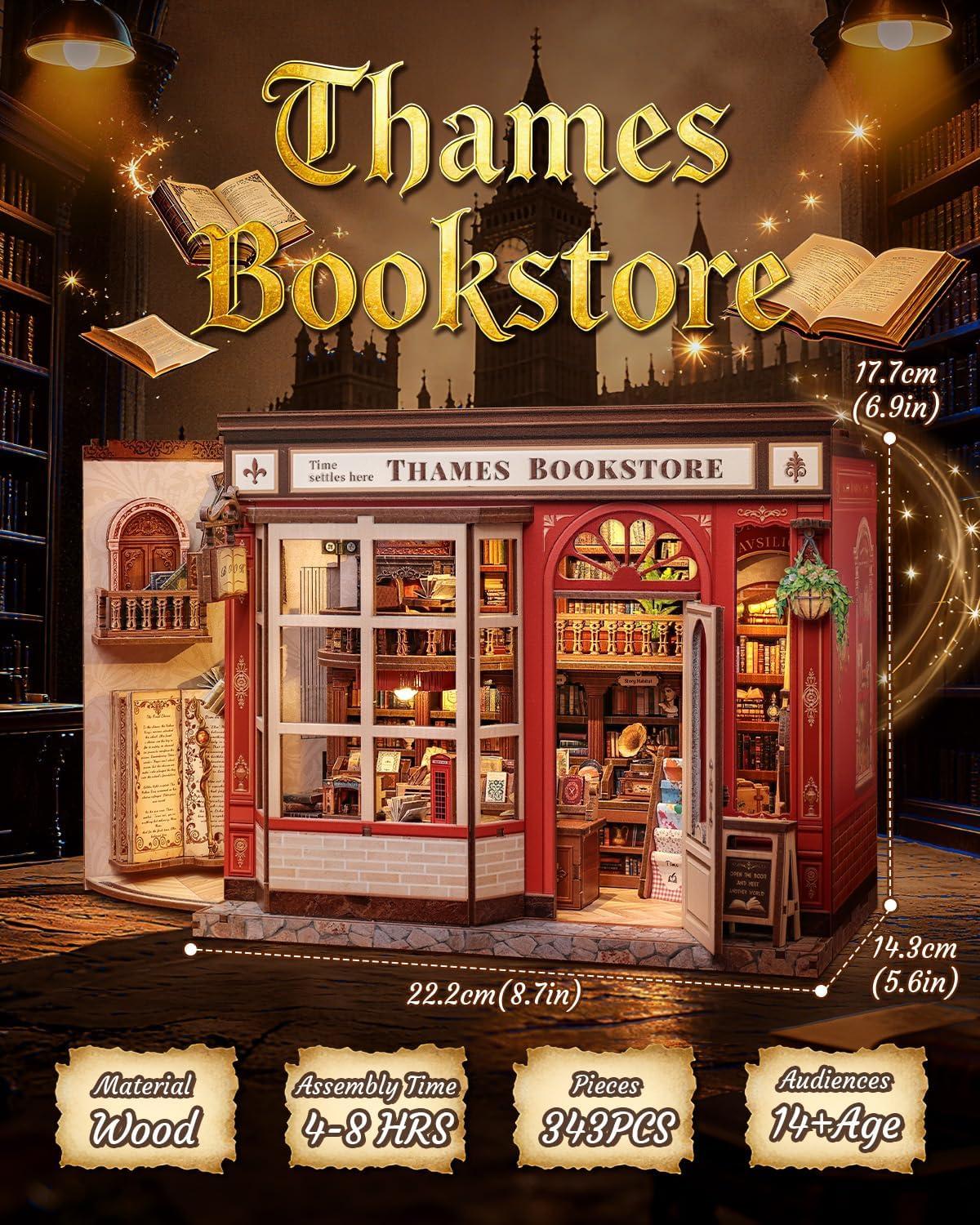 image:imageCUTEBEE Book Nook Kit DIY Miniature House Kits for Adult and Teens Dollhouse Mini Booknook Music House Bookshelf DIY Craft Gifts for Family and FriendsMemories Music BookshopThames Bookstore