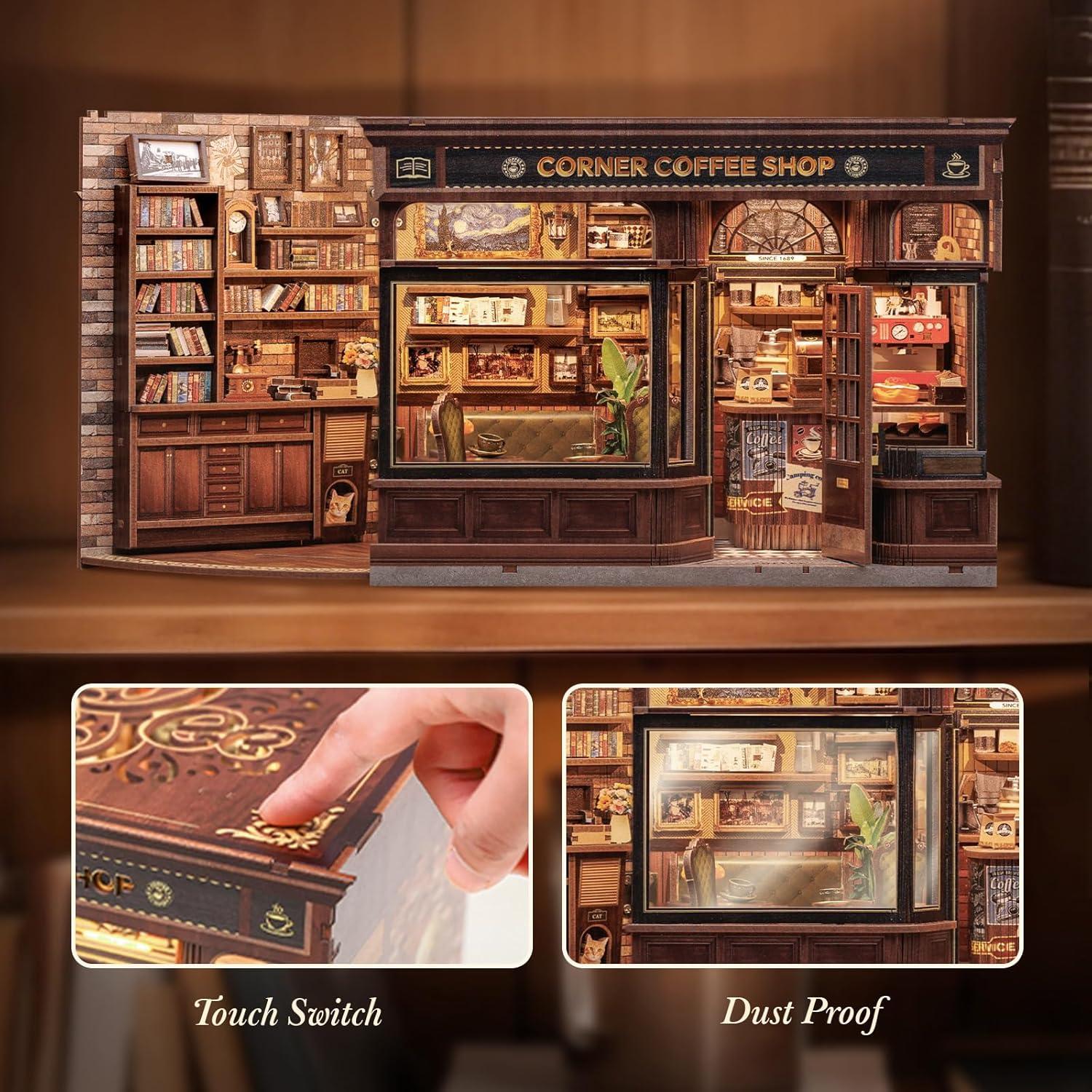 image:imageCUTEBEE Book Nook Kit DIY Miniature House Kits for Adult and Teens Dollhouse Mini Booknook Music House Bookshelf DIY Craft Gifts for Family and FriendsMemories Music BookshopCorner Coffee Shop