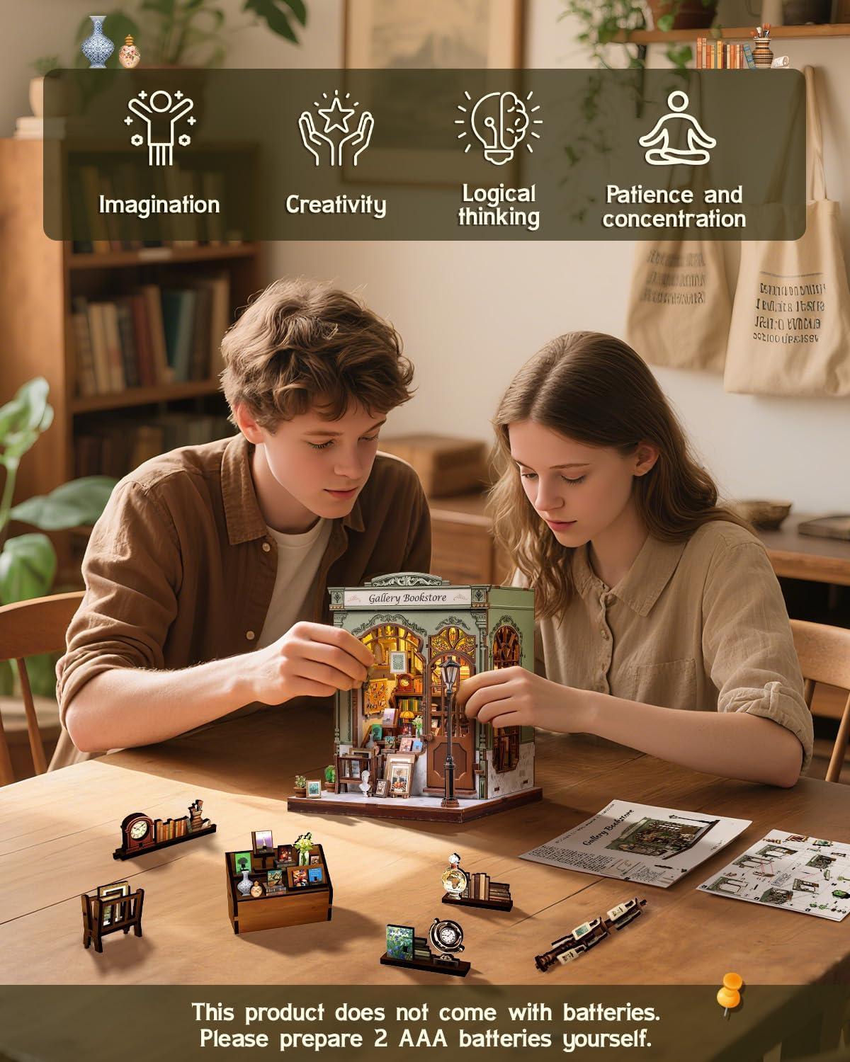 image:imageCUTEBEE Book Nook Kit DIY Miniature House Kits for Adult and Teens Dollhouse Mini Booknook Music House Bookshelf DIY Craft Gifts for Family and FriendsMemories Music BookshopGallery Bookstore