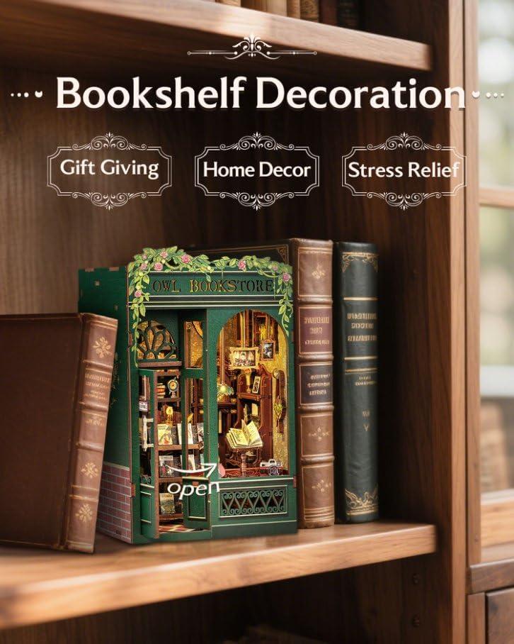 image:imageCUTEBEE Book Nook Kit DIY Miniature House Kits for Adult and Teens Dollhouse Mini Booknook Music House Bookshelf DIY Craft Gifts for Family and FriendsMemories Music BookshopOwl Bookstore