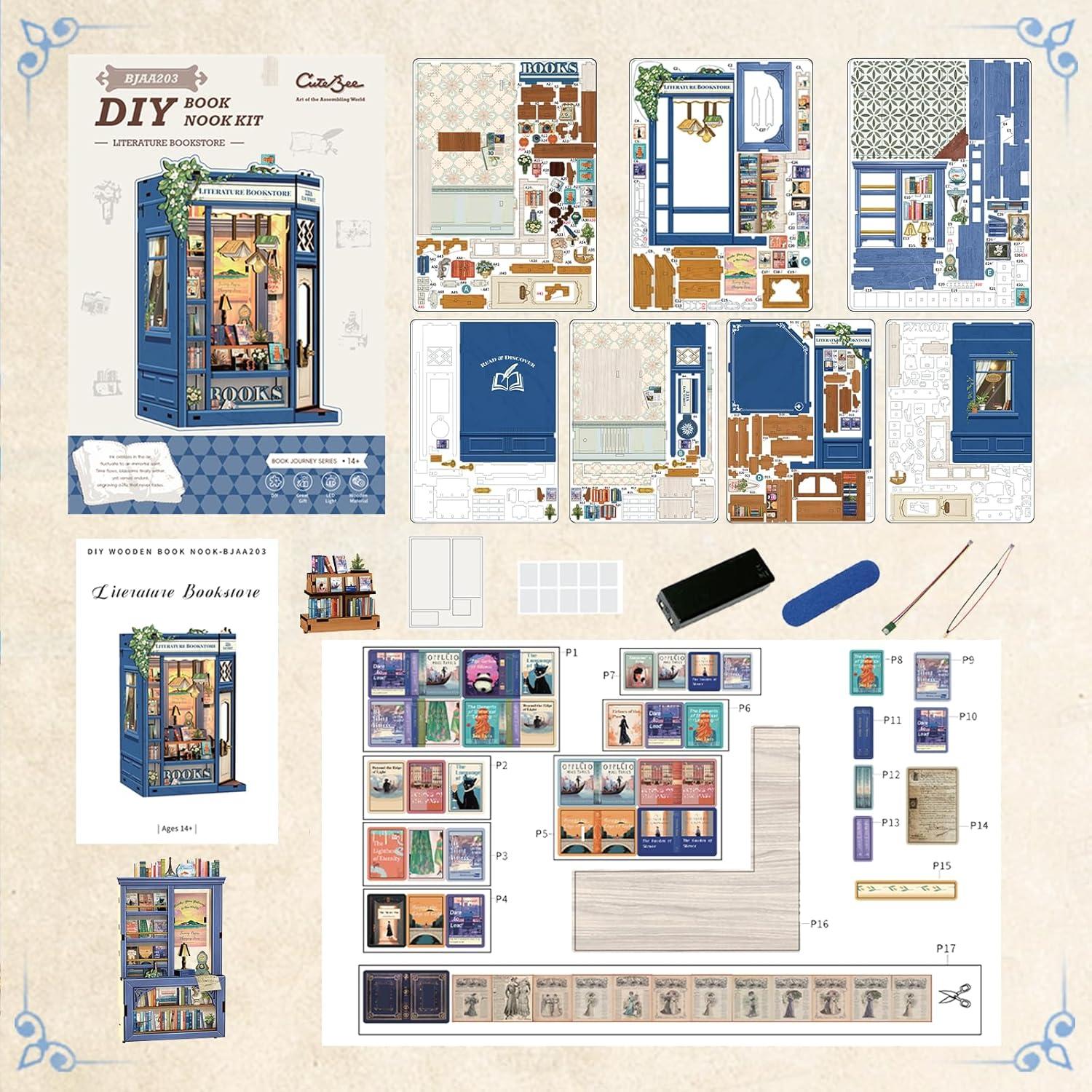 image:imageCUTEBEE Book Nook Kit DIY Miniature House Kits for Adult and Teens Dollhouse Mini Booknook Music House Bookshelf DIY Craft Gifts for Family and FriendsMemories Music BookshopLiterature Bookstore
