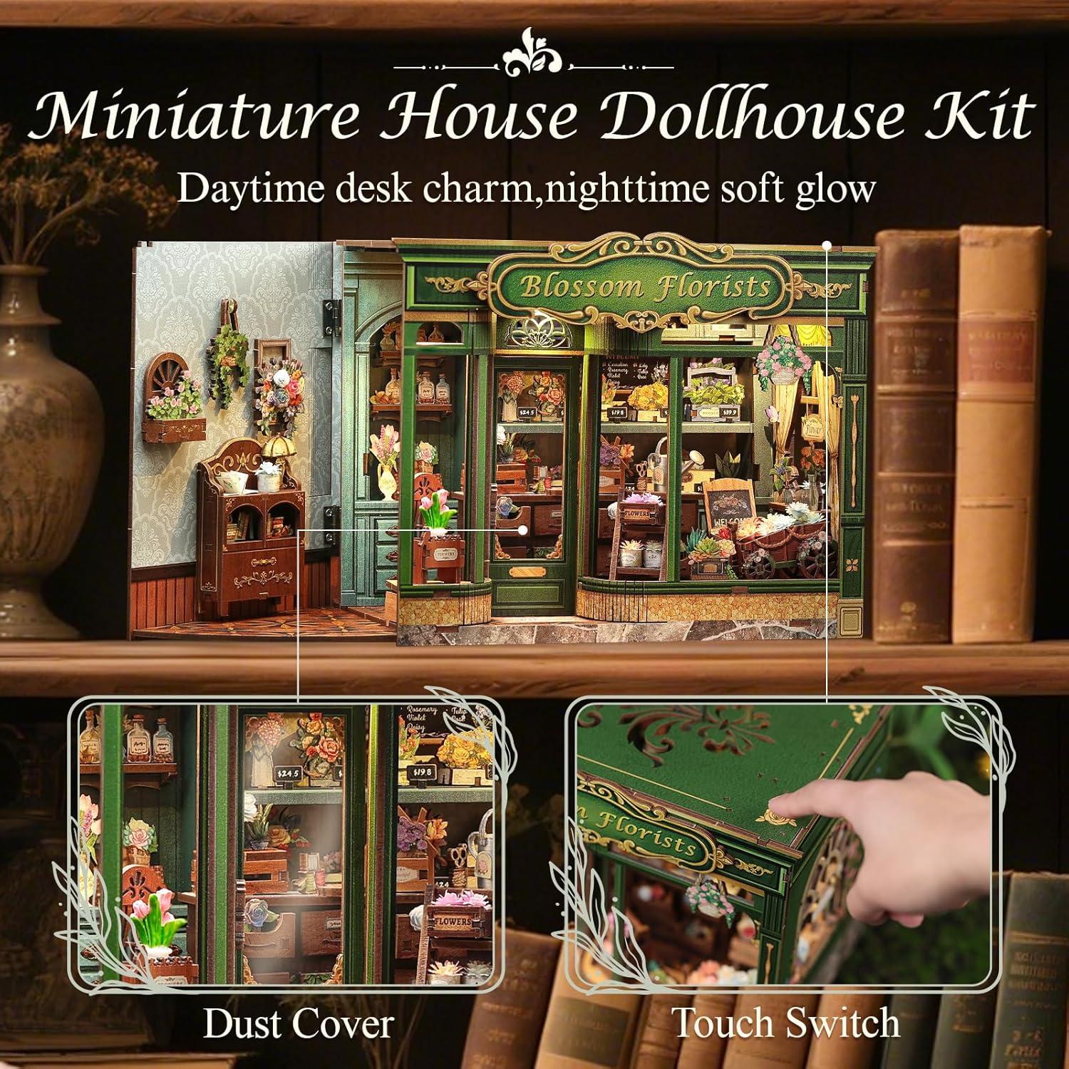 image:imageCUTEBEE Book Nook Kit DIY Miniature House Kits for Adult and Teens Dollhouse Mini Booknook Music House Bookshelf DIY Craft Gifts for Family and FriendsMemories Music BookshopBlossom Florists