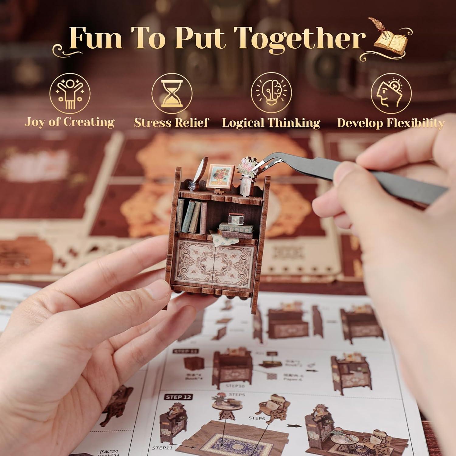 image:imageCUTEBEE Book Nook Kit DIY Miniature House Kits for Adult and Teens Dollhouse Mini Booknook Music House Bookshelf DIY Craft Gifts for Family and FriendsMemories Music BookshopBookshop Memories