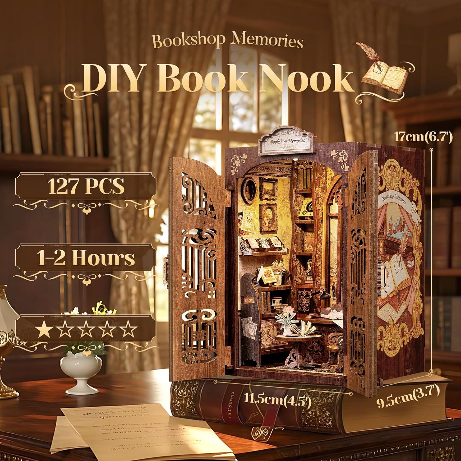 image:imageCUTEBEE Book Nook Kit DIY Miniature House Kits for Adult and Teens Dollhouse Mini Booknook Music House Bookshelf DIY Craft Gifts for Family and FriendsMemories Music BookshopBookshop Memories