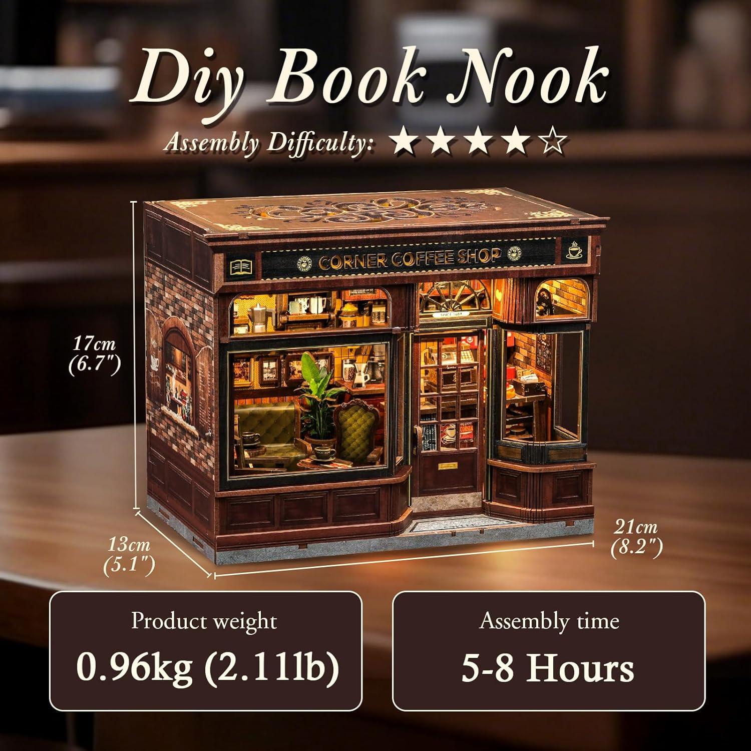 image:imageCUTEBEE Book Nook Kit DIY Miniature House Kits for Adult and Teens Dollhouse Mini Booknook Music House Bookshelf DIY Craft Gifts for Family and FriendsMemories Music BookshopCorner Coffee Shop