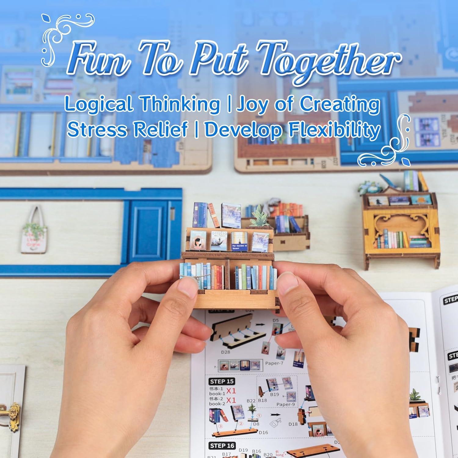 image:imageCUTEBEE Book Nook Kit DIY Miniature House Kits for Adult and Teens Dollhouse Mini Booknook Music House Bookshelf DIY Craft Gifts for Family and FriendsMemories Music BookshopLiterature Bookstore