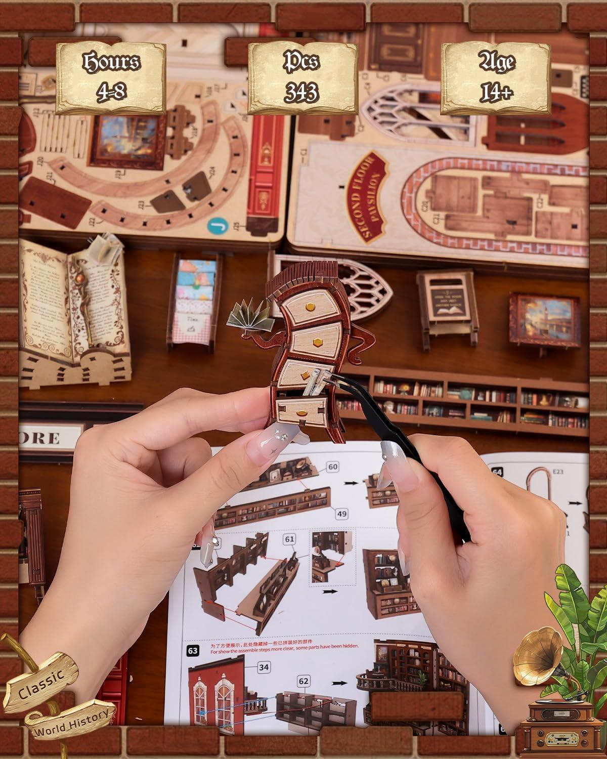 image:imageCUTEBEE Book Nook Kit DIY Miniature House Kits for Adult and Teens Dollhouse Mini Booknook Music House Bookshelf DIY Craft Gifts for Family and FriendsMemories Music BookshopThames Bookstore