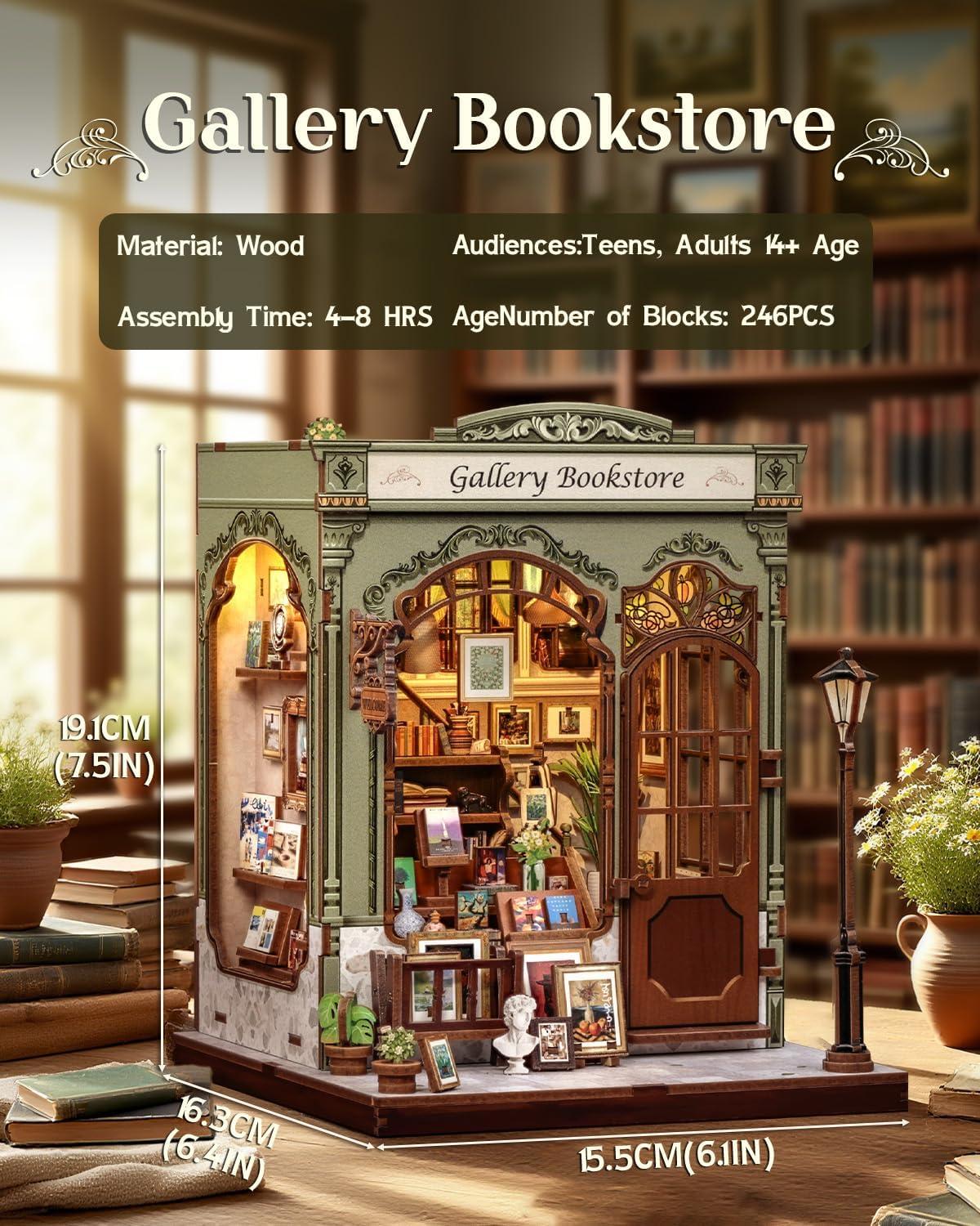 image:imageCUTEBEE Book Nook Kit DIY Miniature House Kits for Adult and Teens Dollhouse Mini Booknook Music House Bookshelf DIY Craft Gifts for Family and FriendsMemories Music BookshopGallery Bookstore