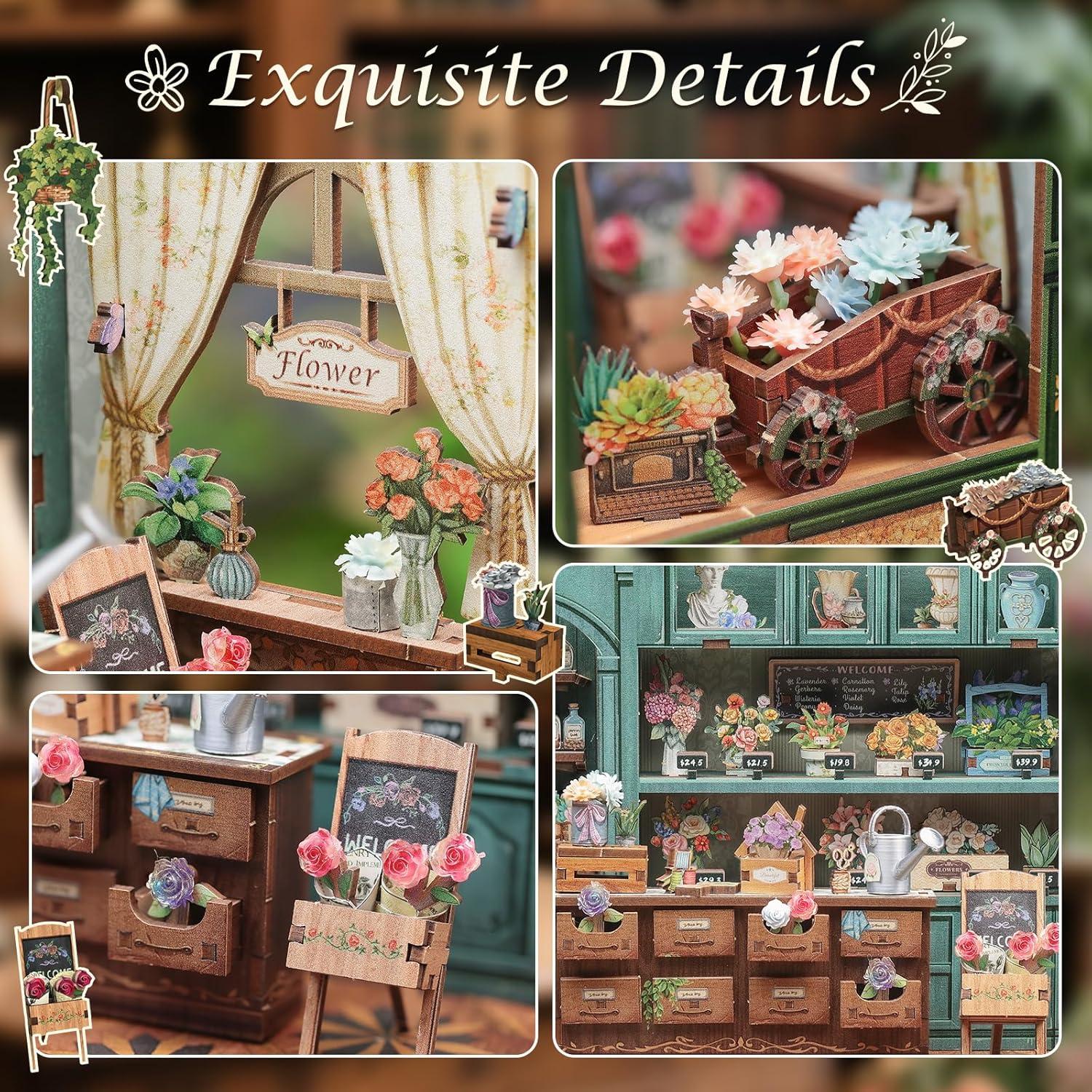 image:imageCUTEBEE Book Nook Kit DIY Miniature House Kits for Adult and Teens Dollhouse Mini Booknook Music House Bookshelf DIY Craft Gifts for Family and FriendsMemories Music BookshopBlossom Florists